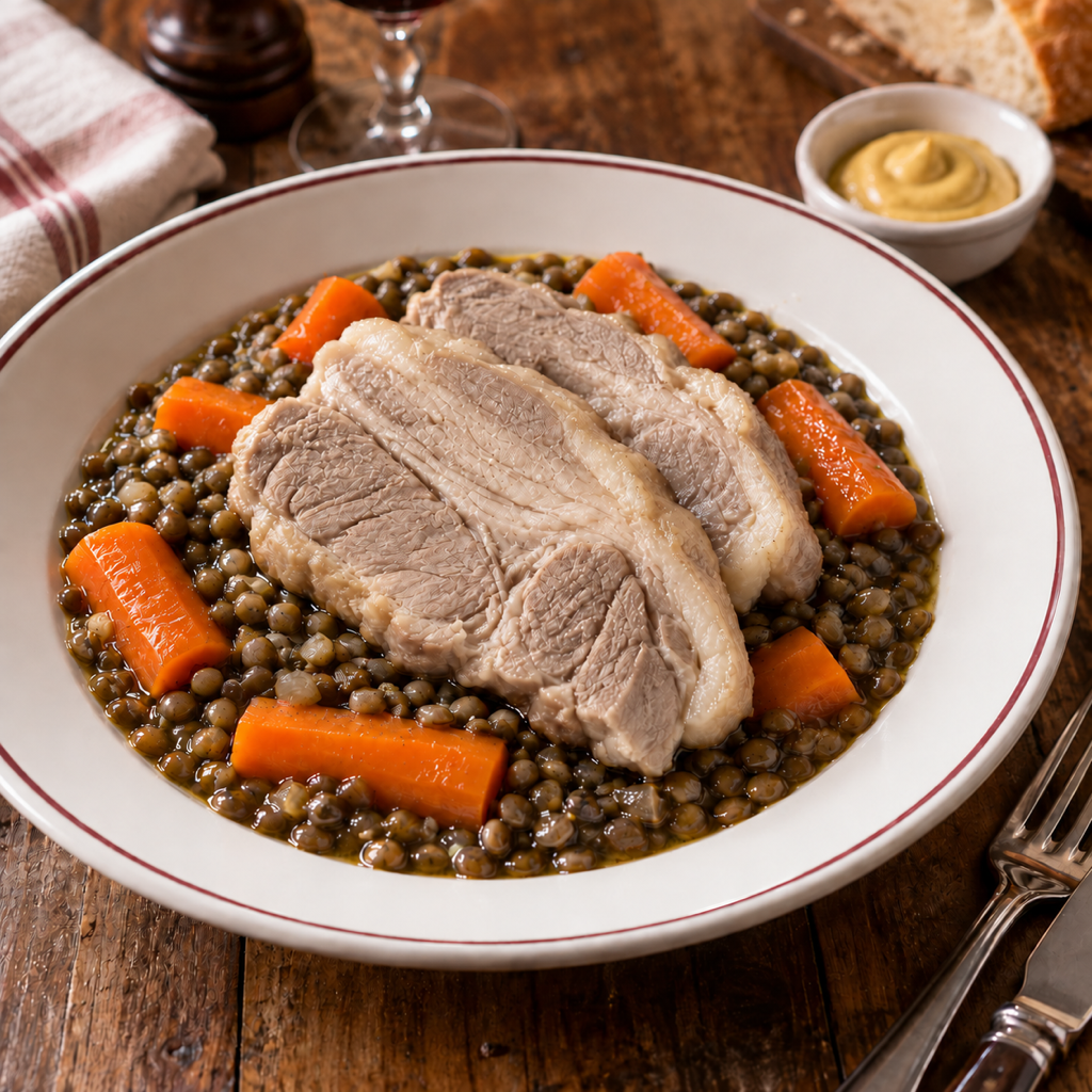 Maiale salato con lenticchie