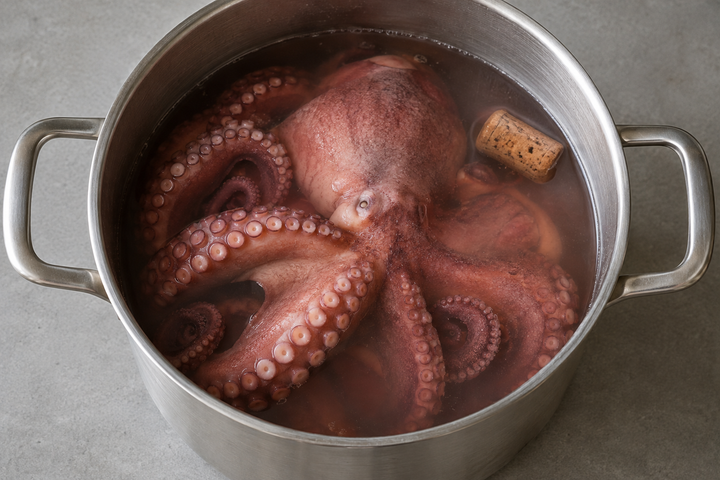 タコを茹でる