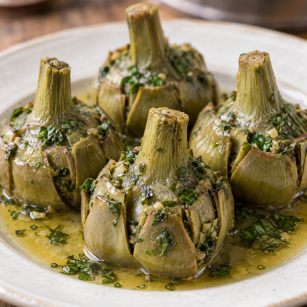 Carciofi alla Romana（アーティチョークのローマ風煮込み）