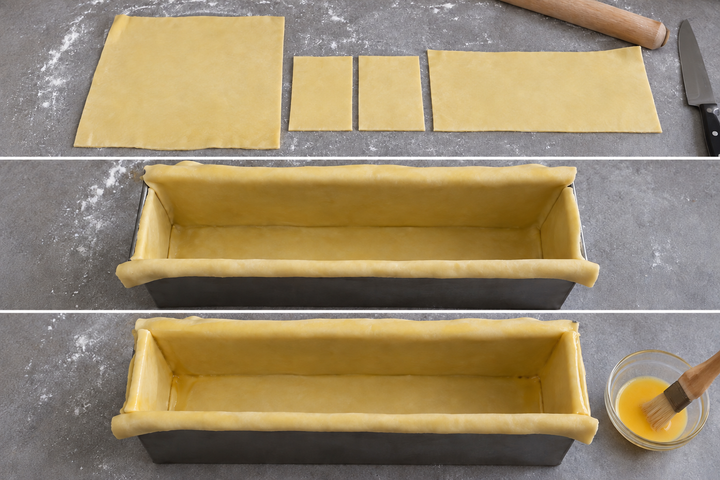 Roll the pastry to 5mm, cut and line the mold