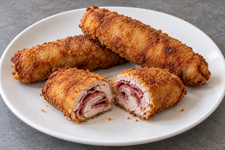 巻いた肉を中心まで揚げる