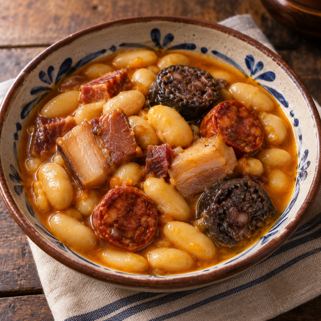 Stufato asturiano di fagioli e carni suine