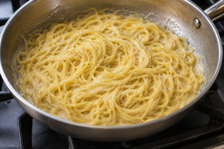 パスタをソースと和える