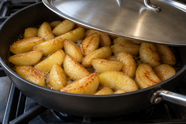 Brown the apples in butter and sugar