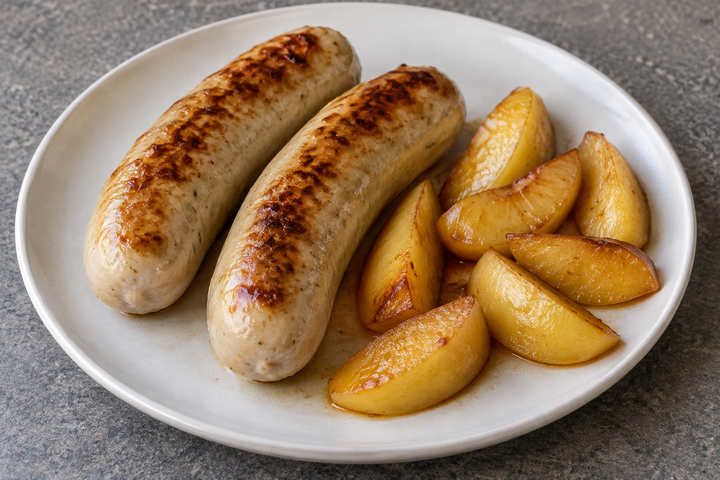 Prick the sausages and brown all over in butter