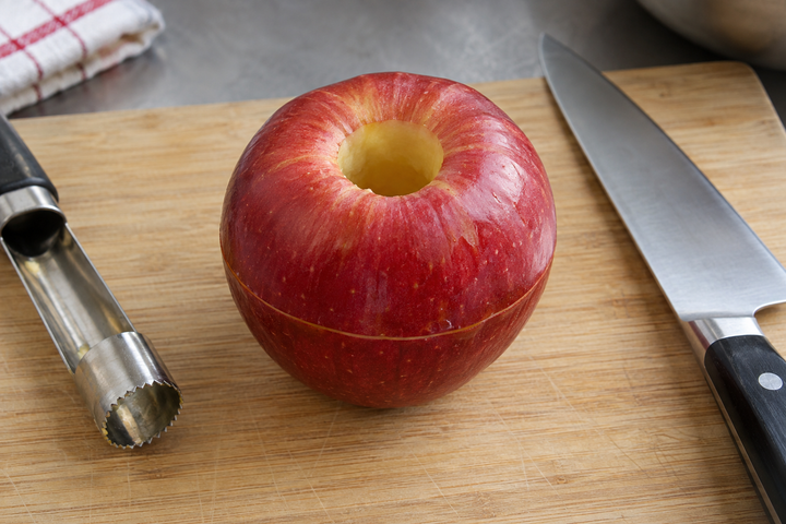 Core the apples and score the skin around the middle