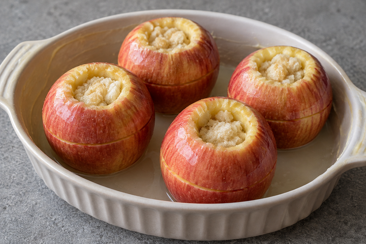 Fill with sugar and butter, then add water to the dish