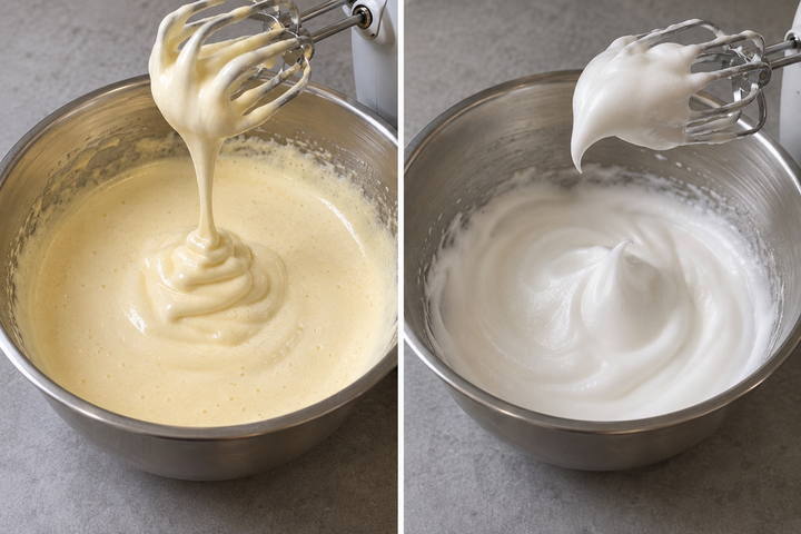 Whip the cocoa sponge and spread in the pan