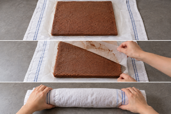 Bake the sponge and roll warm in a cloth