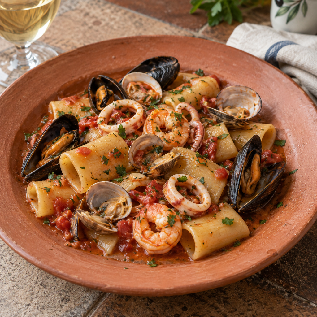 Paccheri con frutti di mare
