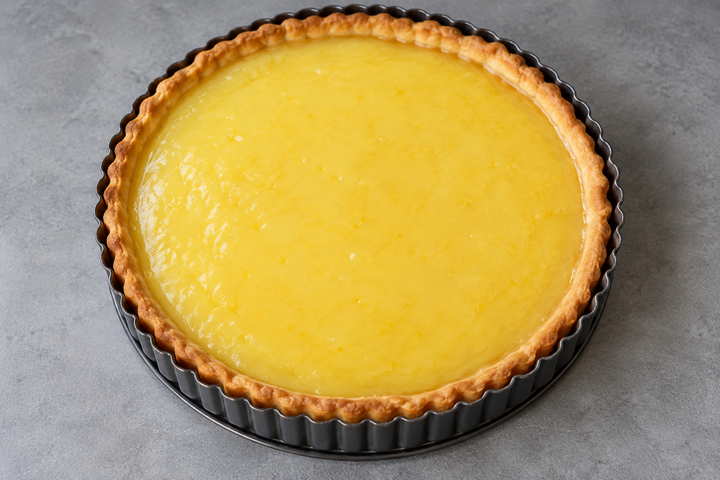 Fill the shell and bake at 180°C for 10 minutes