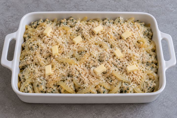 Layer with onions and cheese