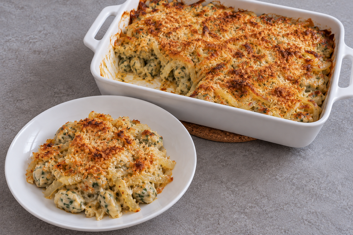 Brown the topping and serve warm
