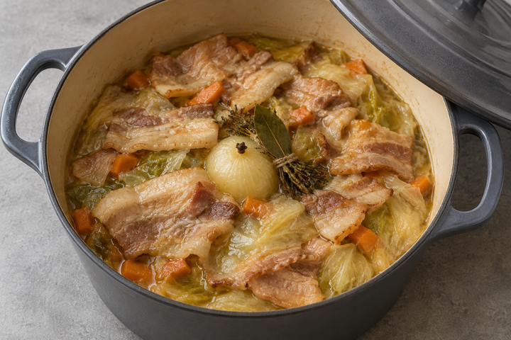 Braise covered at 180°C for 1 hour 30 minutes