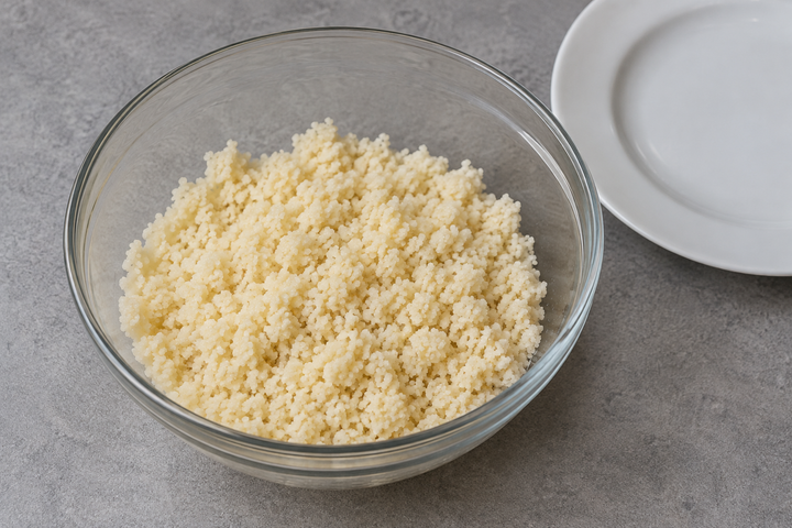 Hydrate the couscous with boiling water