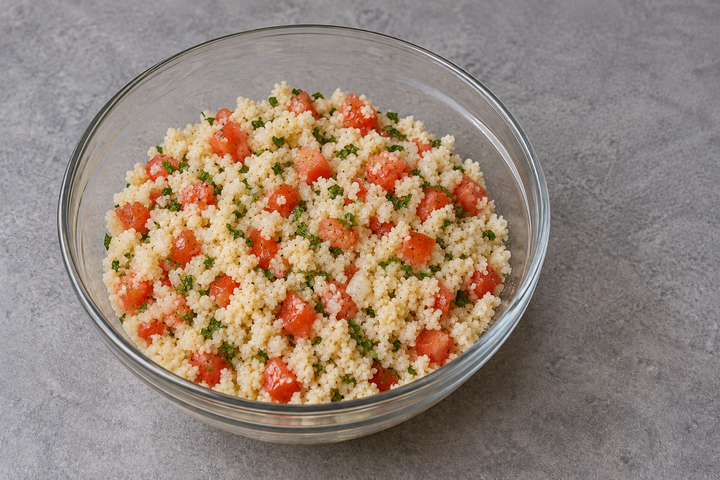 Separate the grains and mix with the vegetables