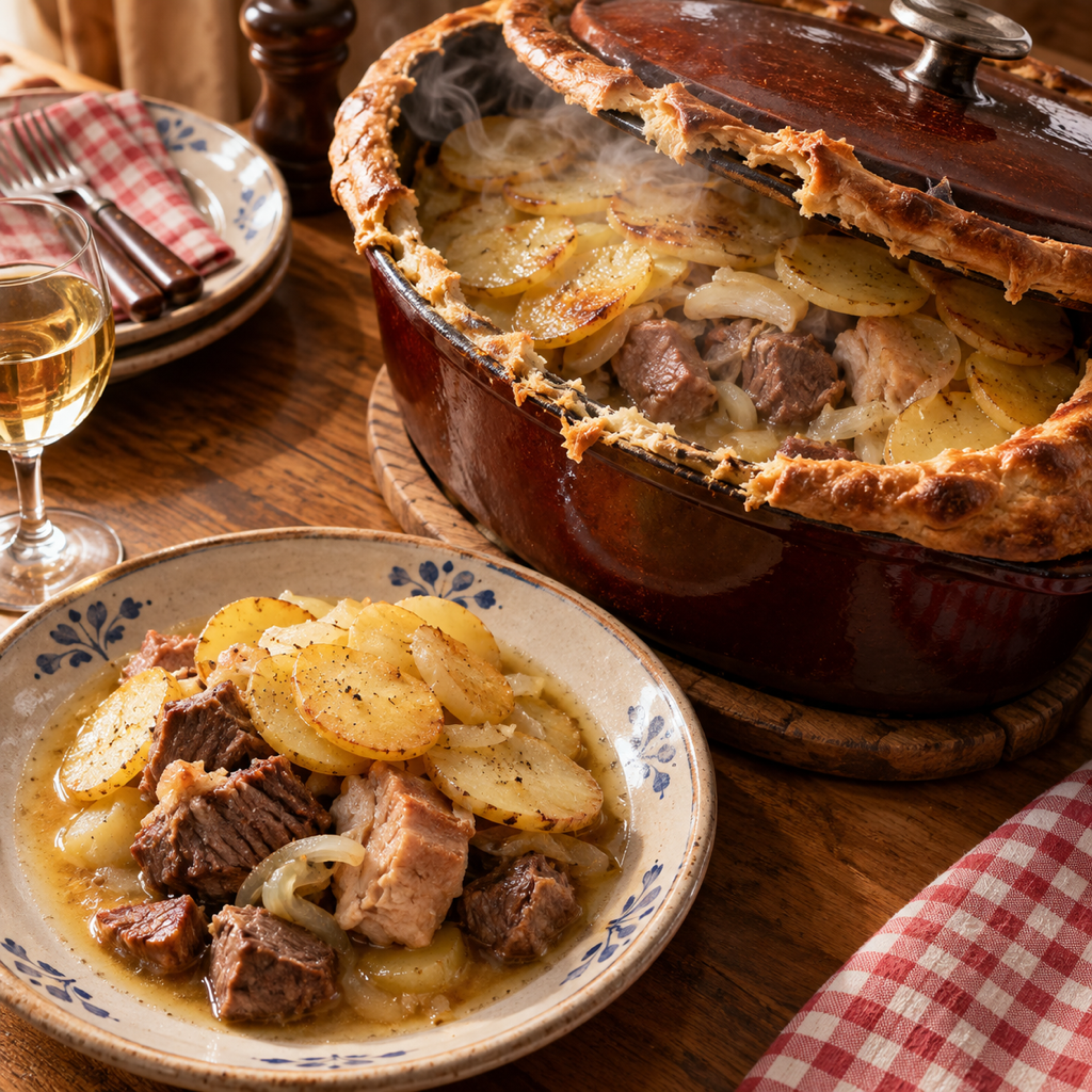 Baeckeoffe alsaziano di tre carni e patate