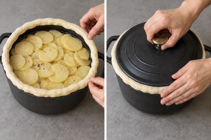 Seal the lid with flour dough