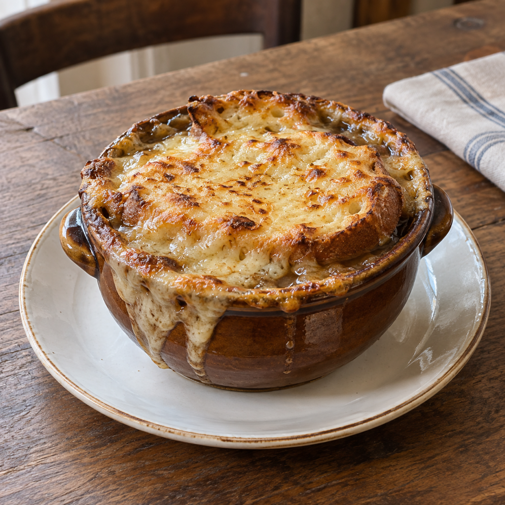 Zuppa di cipolle gratinata