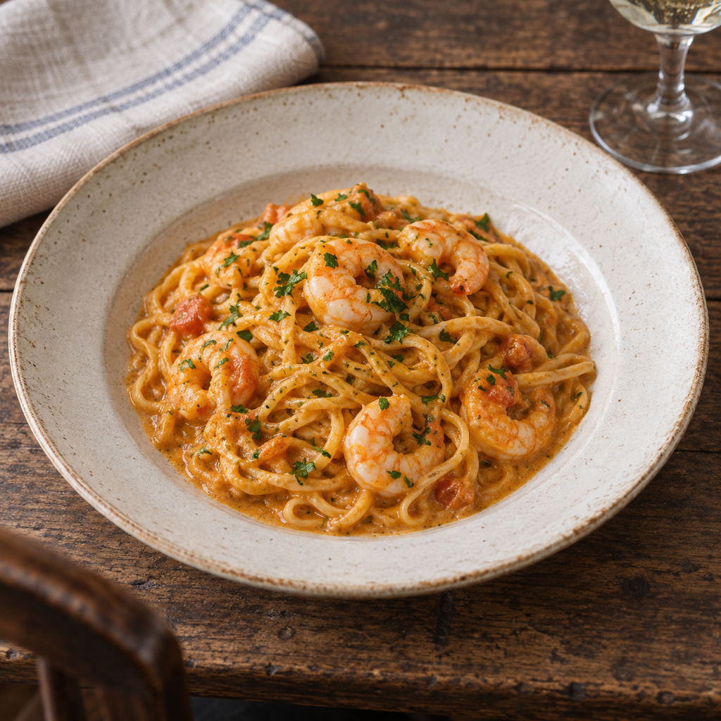 Tagliolini ai gamberi con bisque