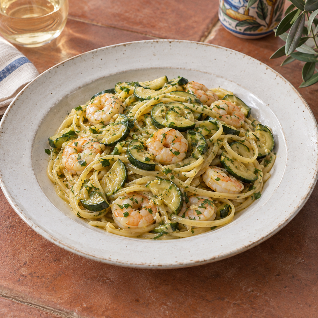 Linguine ai Gamberi e Zucchine