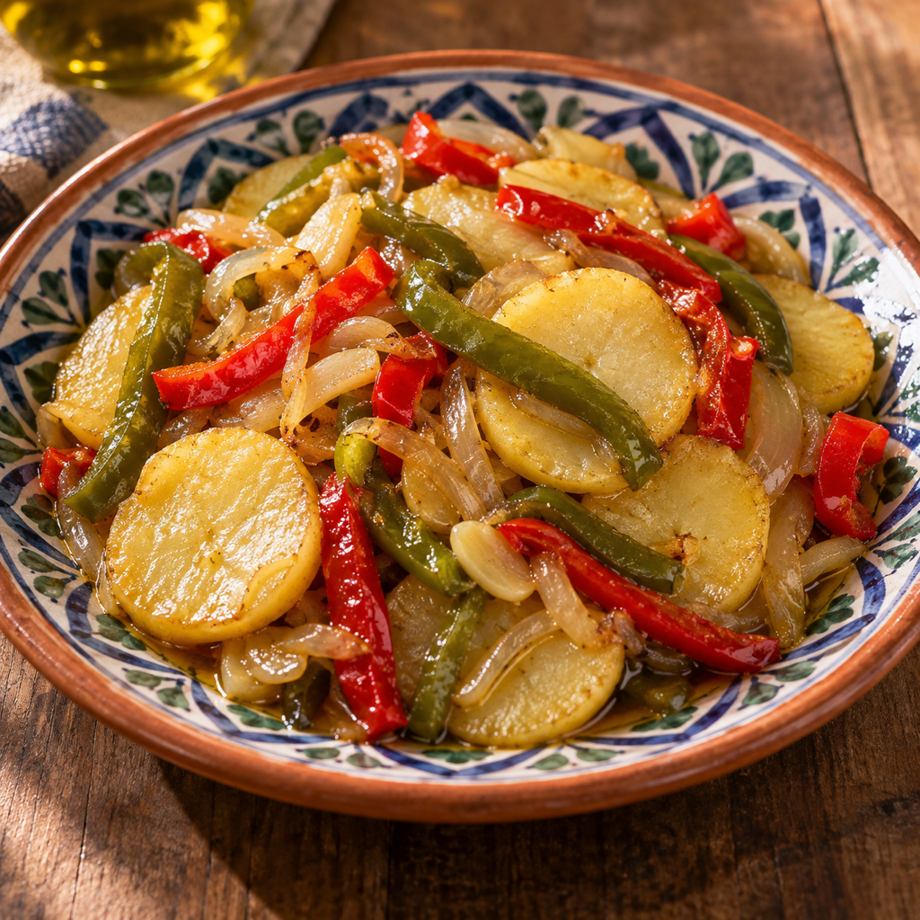 Patate andaluse con peperoni e cipolla