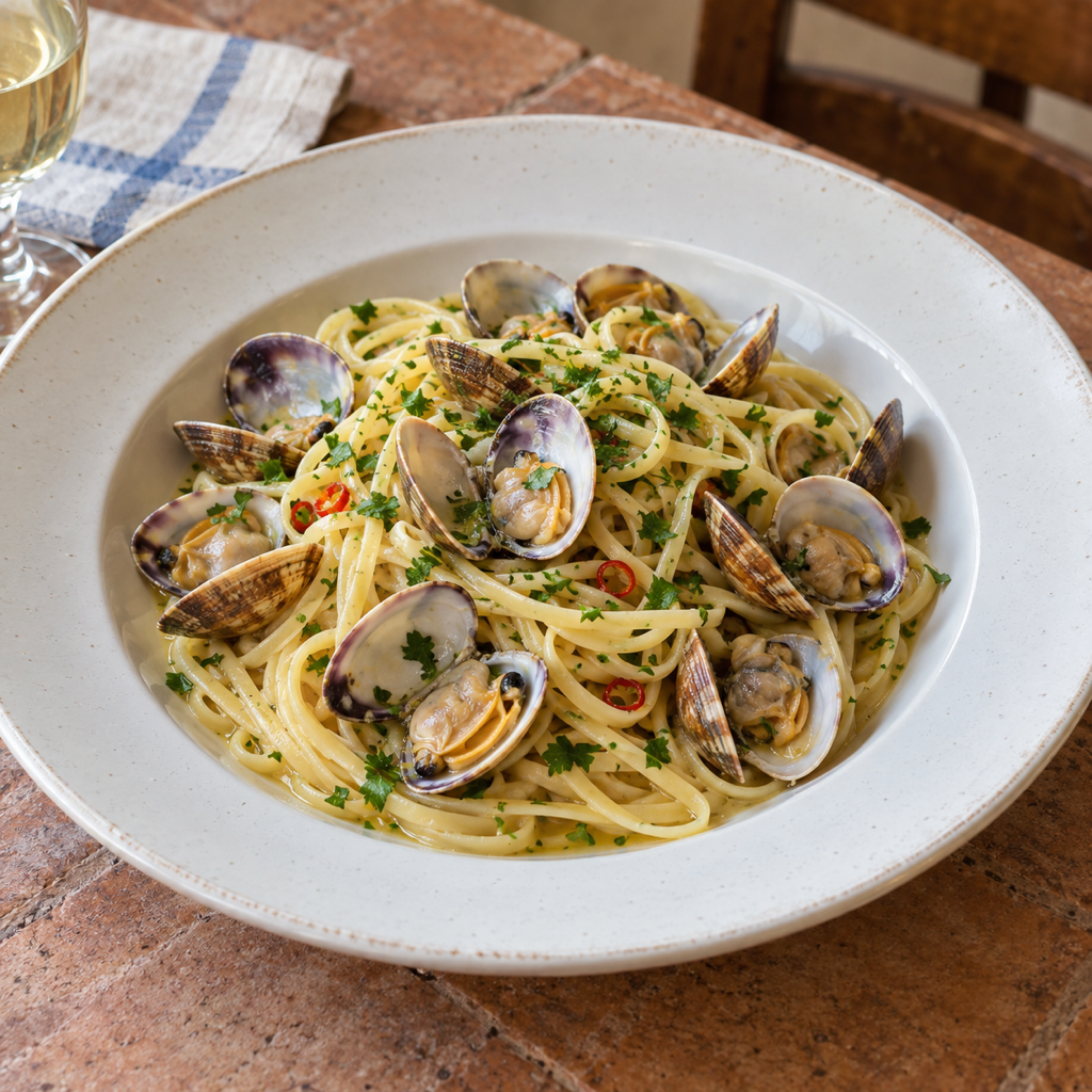 Linguine con vongole e colatura