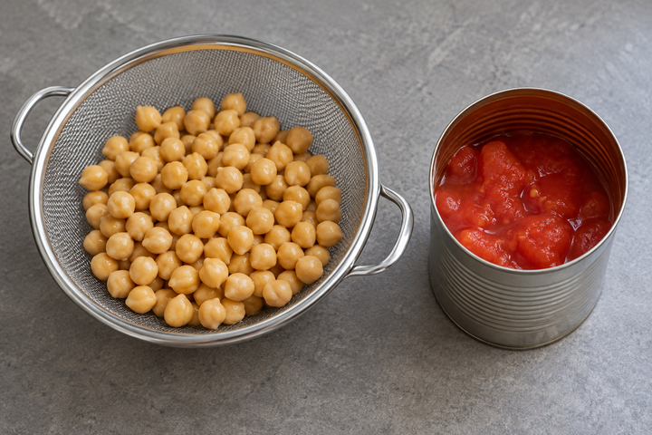 ひよこ豆とトマトを下ごしらえ