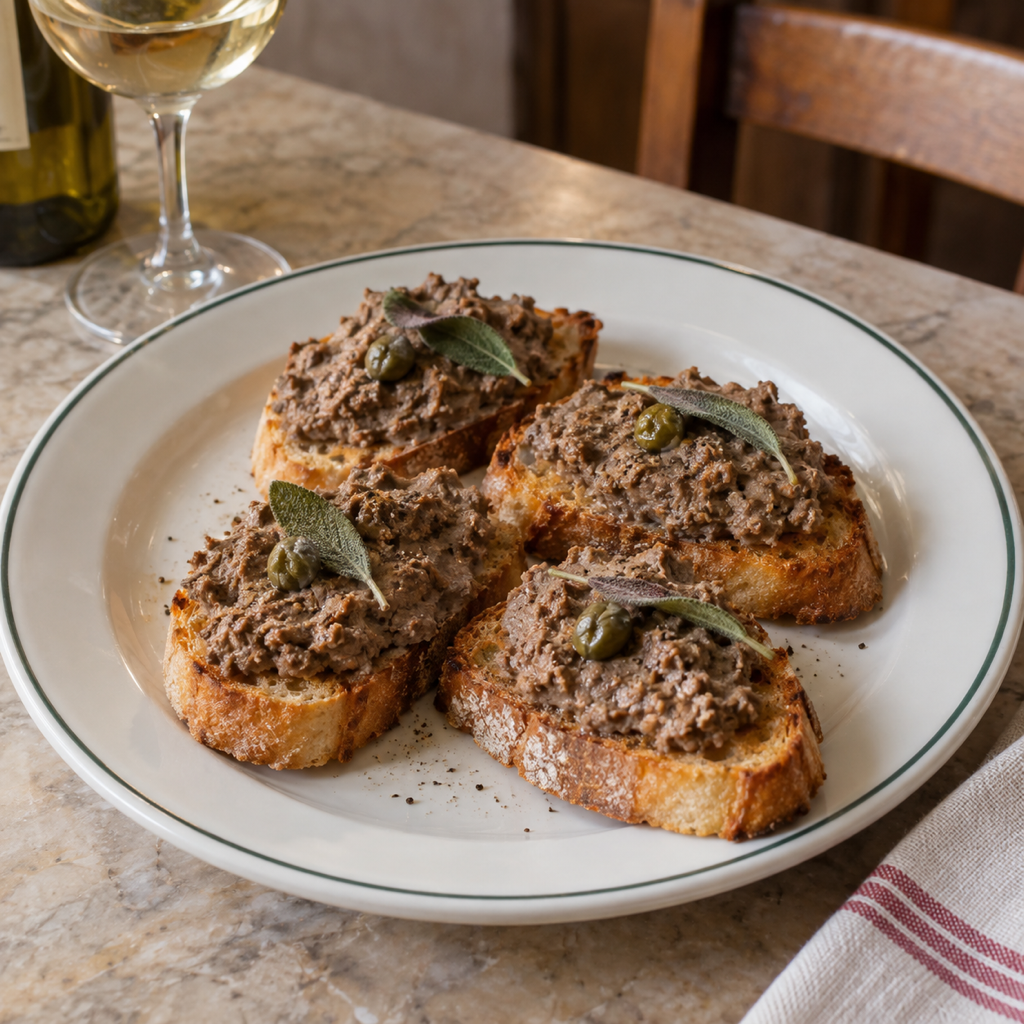 Crostini con fegatini di pollo