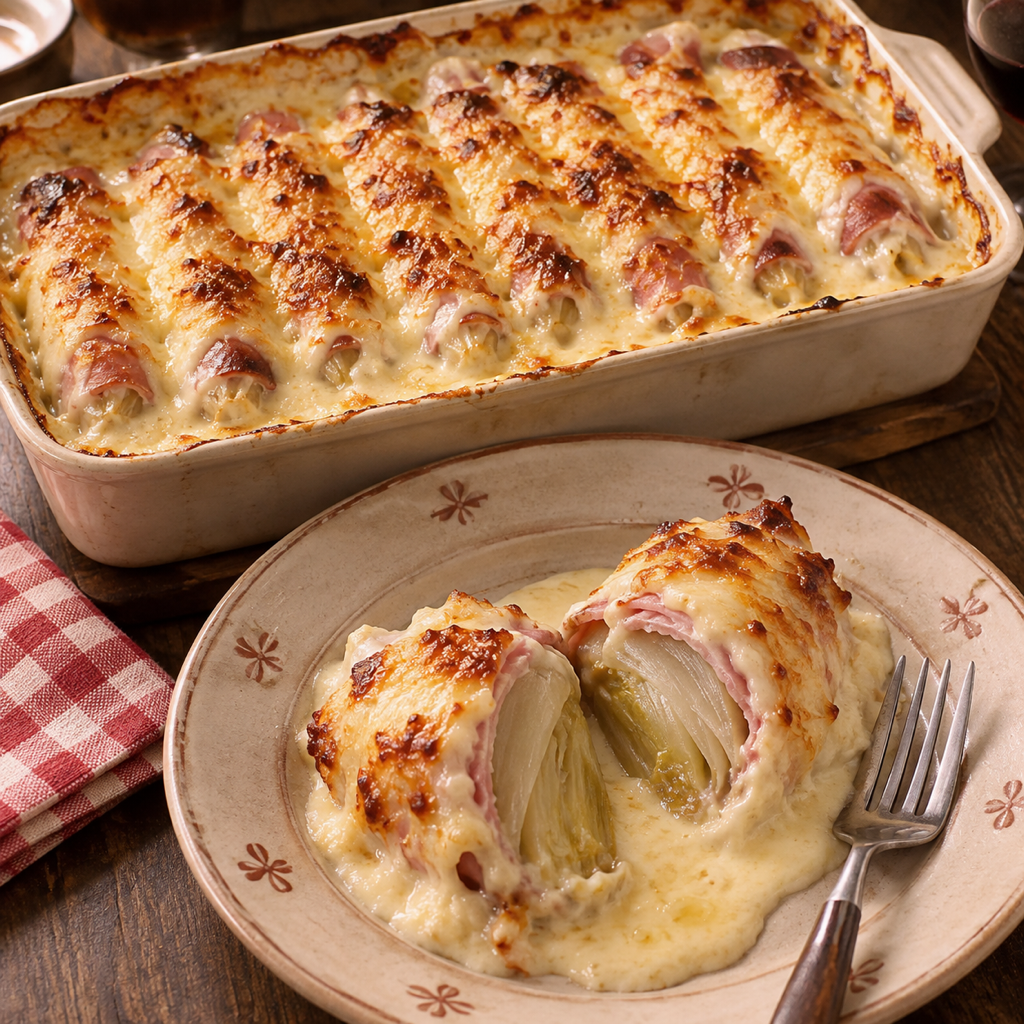 Indivia belga al prosciutto gratinata