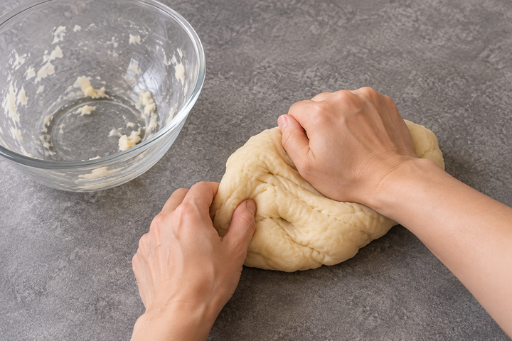 熱湯で小麦粉を練る