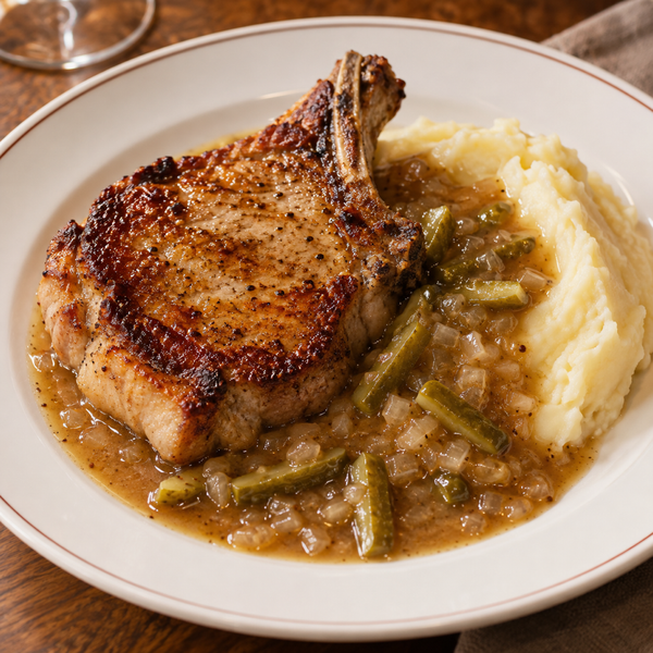 Pork Chops with Charcutière Sauce