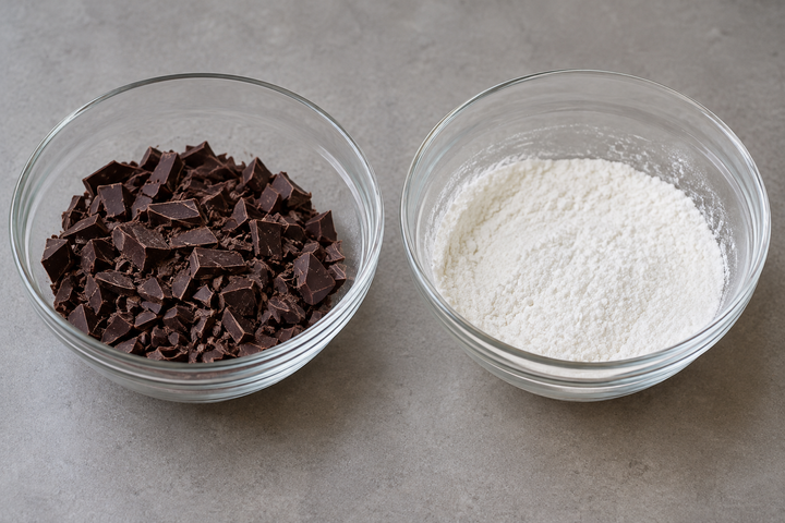 チョコと粉類を準備する