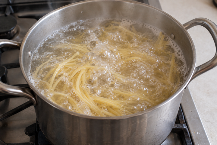 Boil the water and cook the pasta