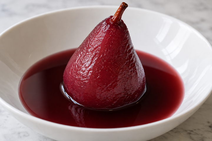 Stand the pears in serving dishes and pour over the cold liquid