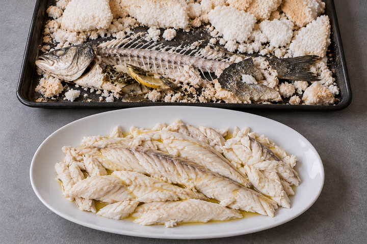 皮を外して魚の身を取り分ける