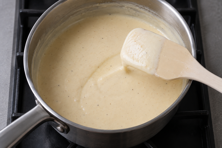 Make a broth-based sauce and finish with yolk and cream