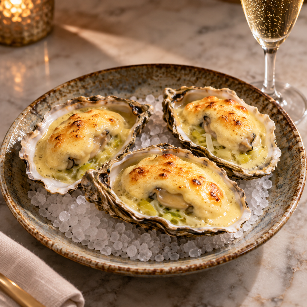 Ostriche gratinate allo Champagne con sabayon