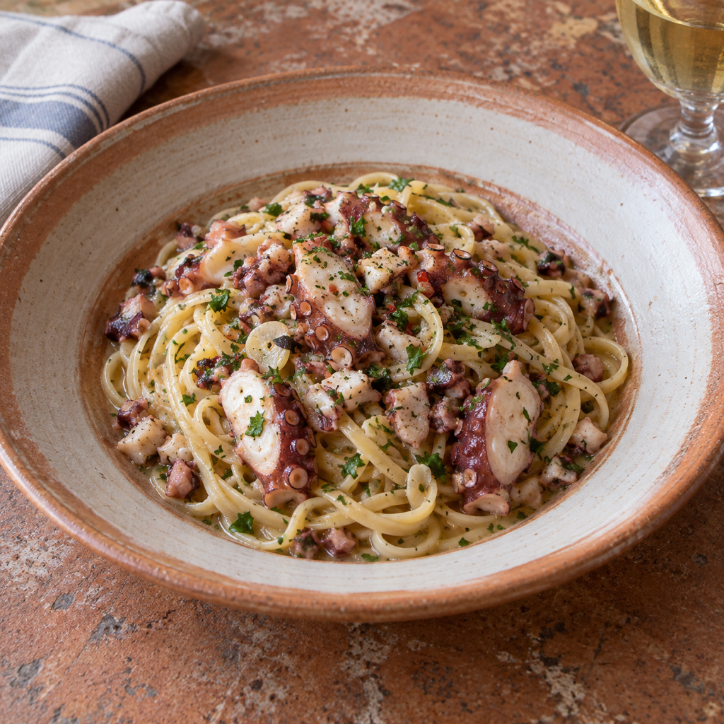 Linguine al polpo in bianco